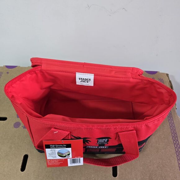 NEW Trader Joe's MINI Insulated Tote Bag Set of 2 - 1 Red & 1 Green Mini Tote - Picture 12 of 16